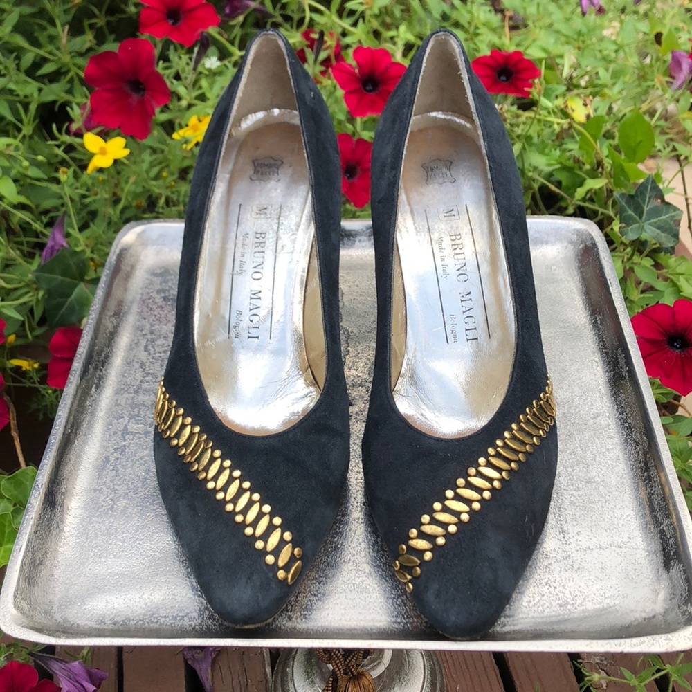Bruno Magli Navy Blue Suede Blue Pumps